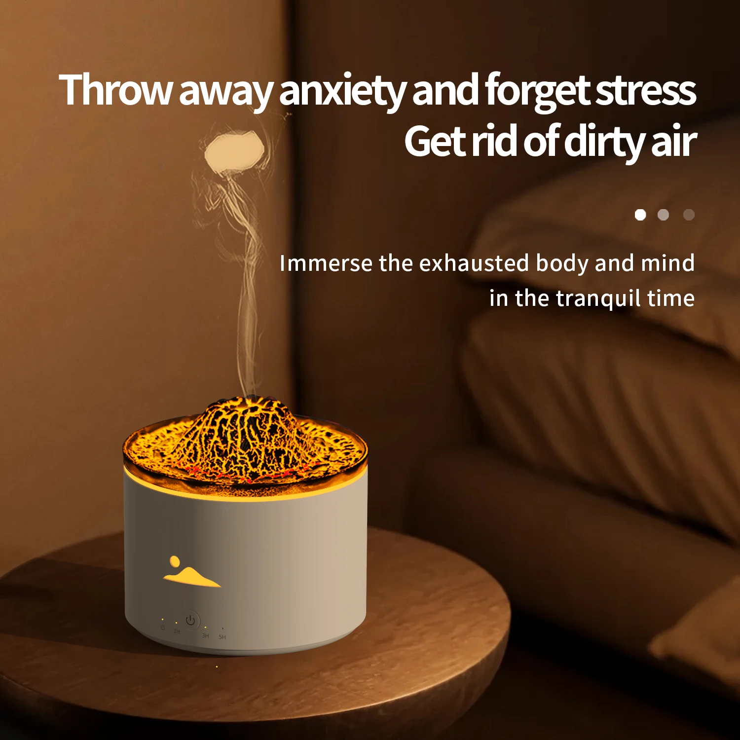 New Unique Smart  Flame Fire Aromatherapy Ultrasonic  Air Humidifier 350ml 7 Colors LED Lamp Aroma Diffuser