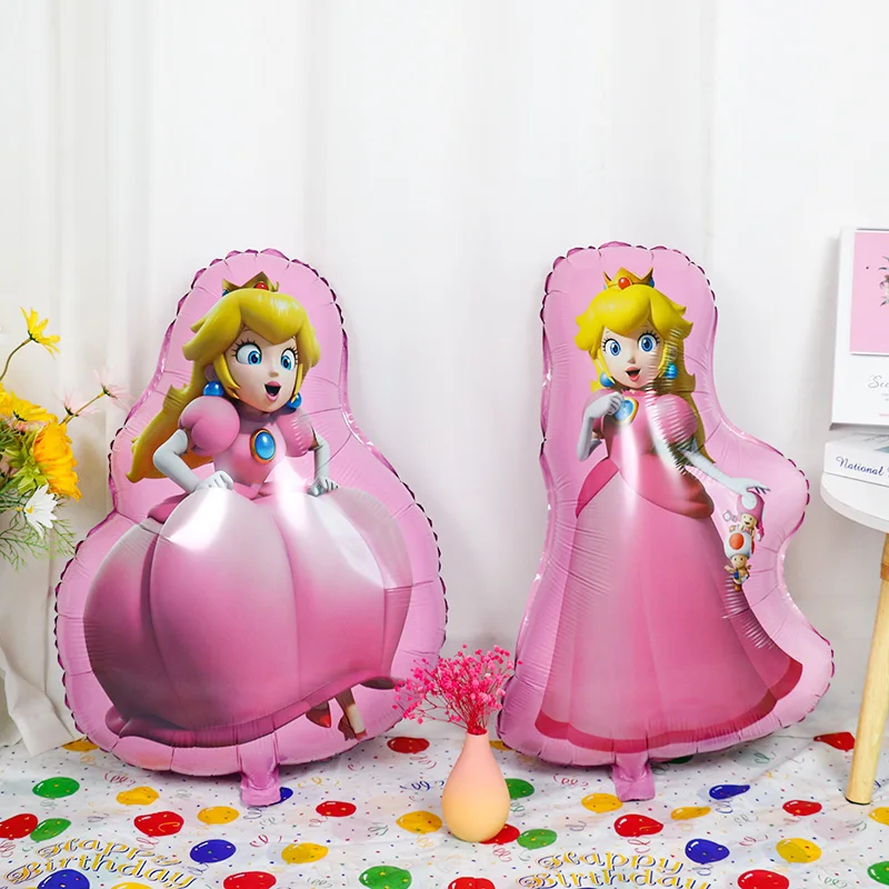 New Princess Peach Super Hero Mario Game Theme Balloon Birthday Party Decoration Supplies For Kids Toy Cartoon Foil Balloon