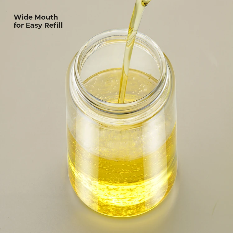 kitchen automatic flip glass empty olive oil dispenser bottle with non-drip spout and handle for cooking