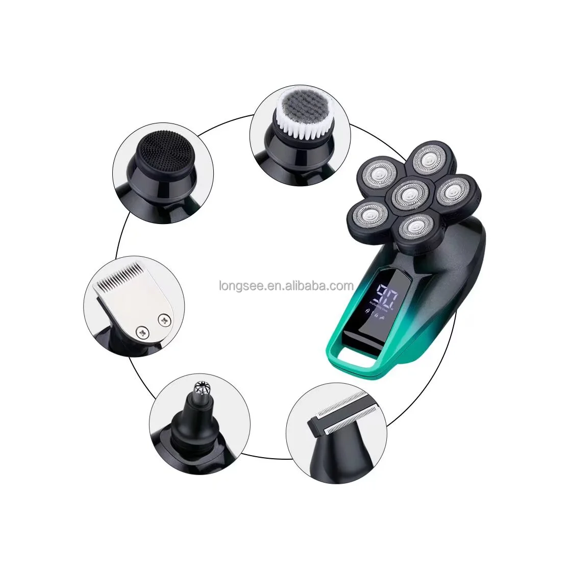 2025 New design head shaver shave machine for man  rechargeable razor ipx6 waterproof 3d floating 6 head machine shaver