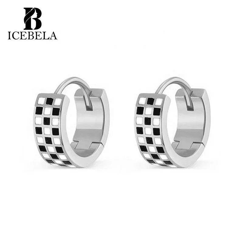 Unique Chic Black White Checkered 18k Gold Plated 925 Sterling Silver Earring Fashion Fine Jewelry Designer Earrings For Girls