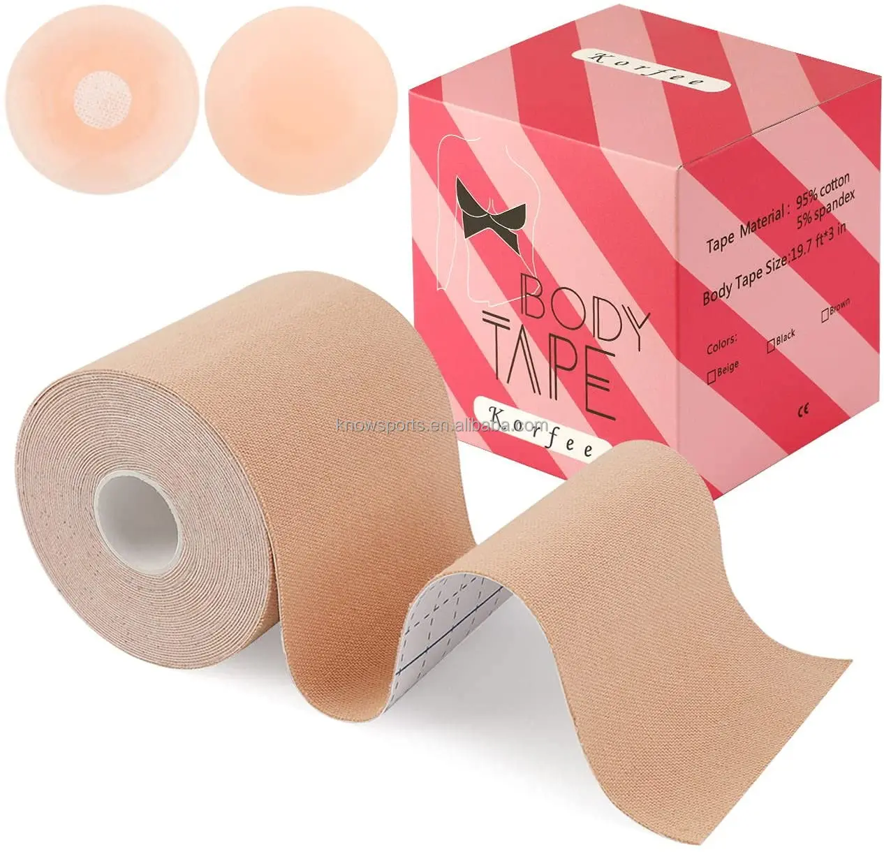 Breast Lift Tape, Body Tape for Breast Lift w 2 Pcs Silicone Breast Reusable Adhesive Bra, Bob Tape for Large Breasts A-G Cup