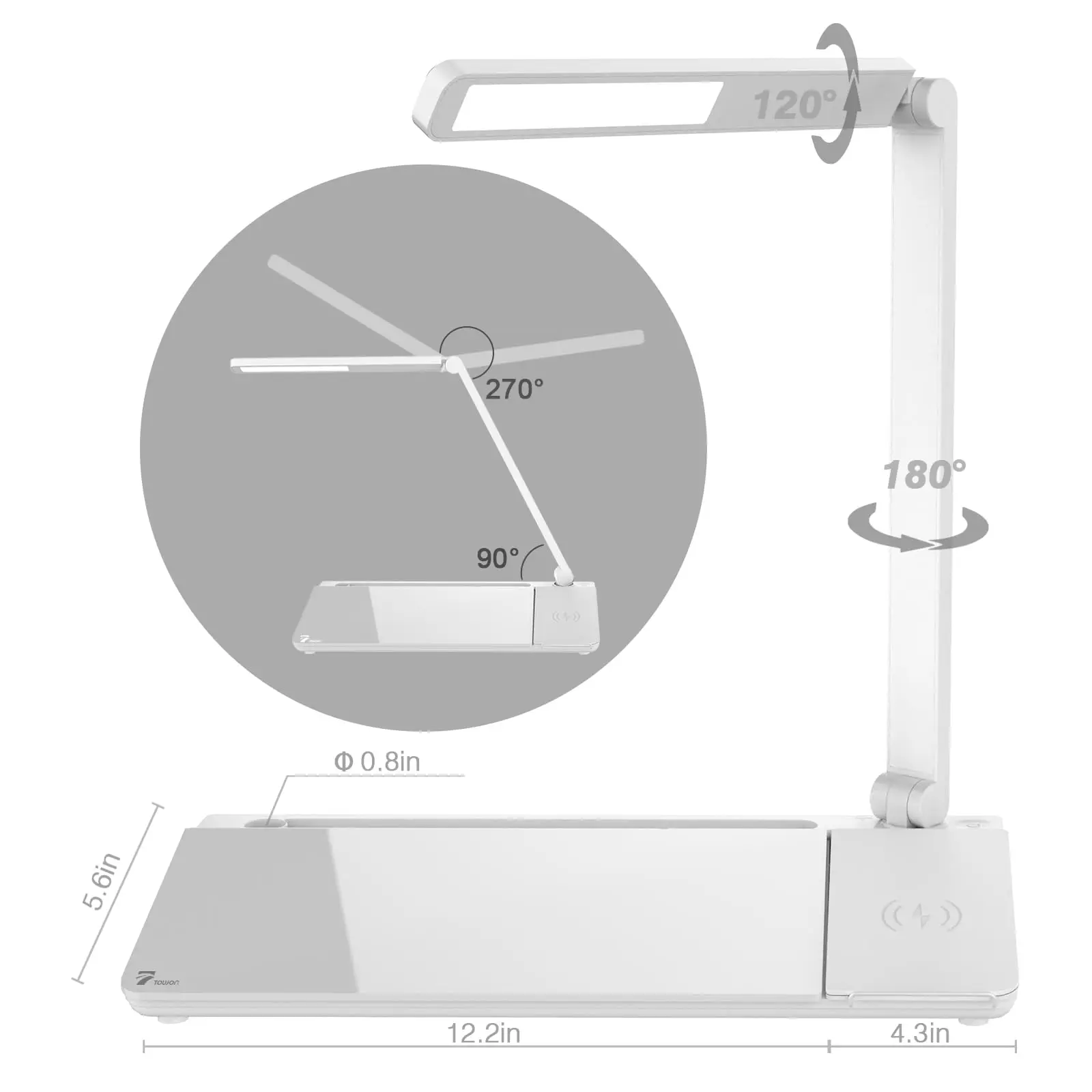 Desk Whiteboard with Wireless Charger Charging Station, Desk Board Buddy with Adjustable Foldable Desk Lamp