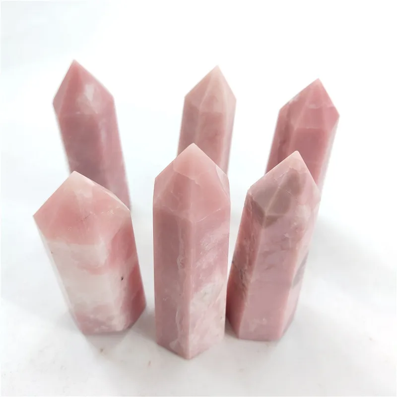 
Customize Wholesale Gemstone Tower Natural High Quality Pink Opal Quartz Crystal Point Obelisk Tower 
