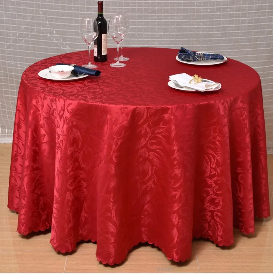 Hotel round waterproof polyester table cover cloth dining  table mat disposable tablecloth oil-proof