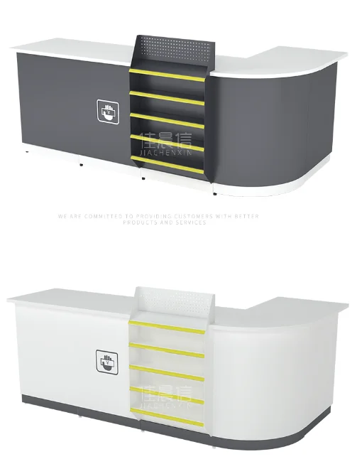 Customized Supermarket Checkout Counter Cash Counter Table Design Steel Cashier Convenient Store Check Out Counter
