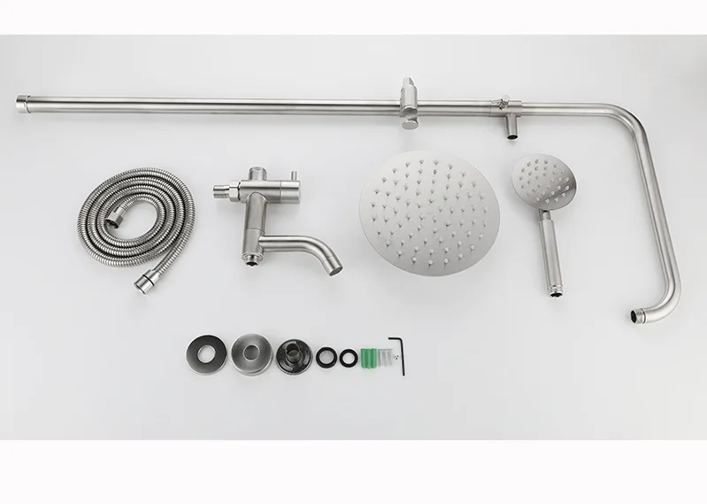 304 Stainless Steel Wall Mount Shower Sets Bathroom Rainfall Single Cold Three Function Faucets Taps Shower Sets