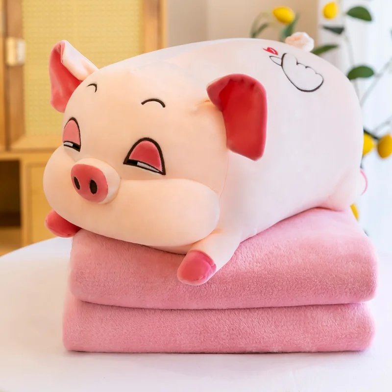 50cm-60cm 2022 New Pillow Summer Quilt Child  Stuffed & Plush Toy Animal Pig Husky Lion Unicorn Avocado Air Conditioning Blanket