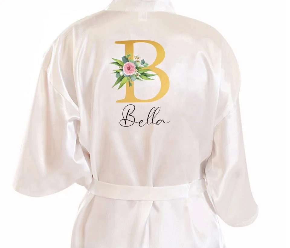 Custom Wedding Dressing Gown Personalised Names Bride Robes Bridesmaid Satin Custom Robes for Gifts Sleepingwear