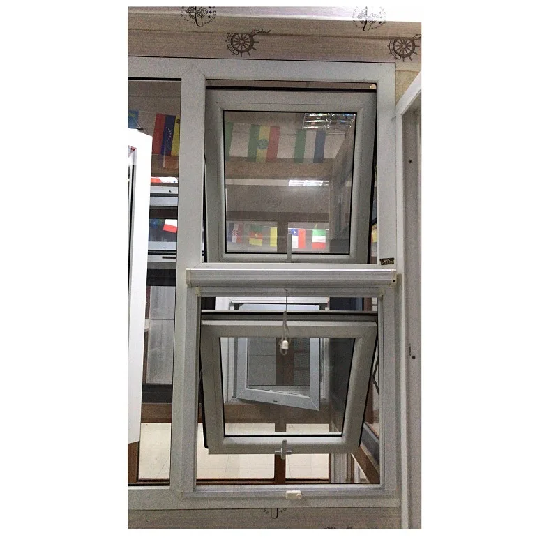 Chinese Factory Price UPVC Glass Panes Black Color Pvc Top Hung Windows Vinyl Profile Awning Window Design