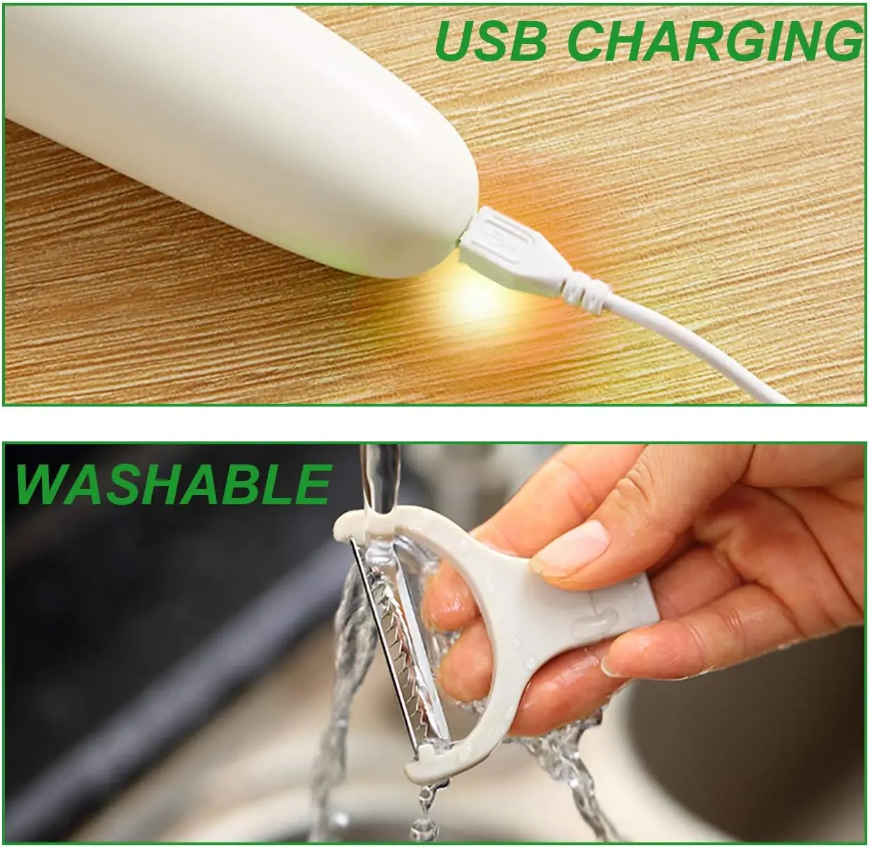 Electric Potato Peeler, Handheld Electric Vegetables and Fruit Peeler 3-in-1 Electric Peeler, USB Rechargeable Peeler Kitchen Ga