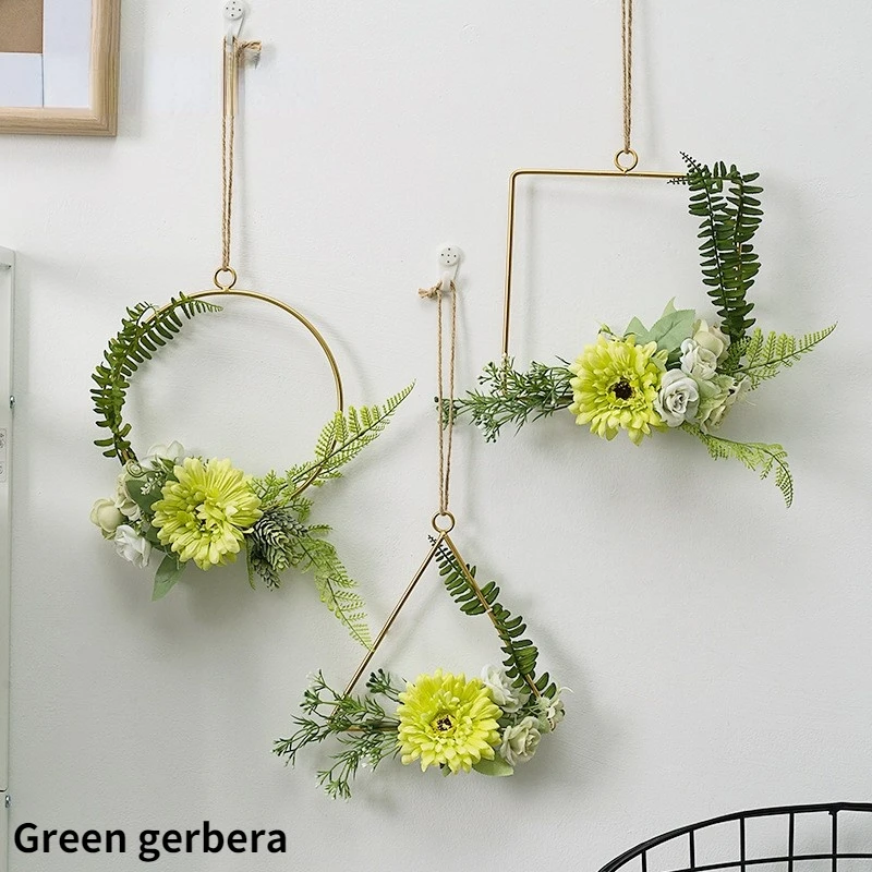 Floral Hoop Wreath Set of 3 Artificial Rose Eucalyptus Garland Metal Hanging for Wedding Nursery Wall Decor Garden Ornament