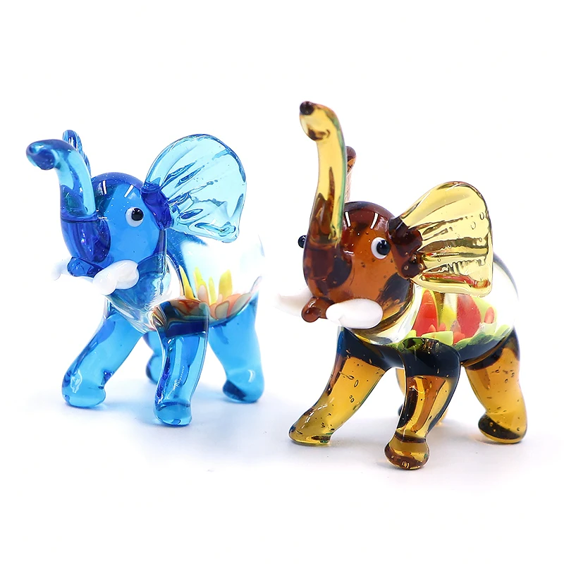 Nordic Style  Handmade Murano Lampwork Glass Elephant Figurine Art Table Top