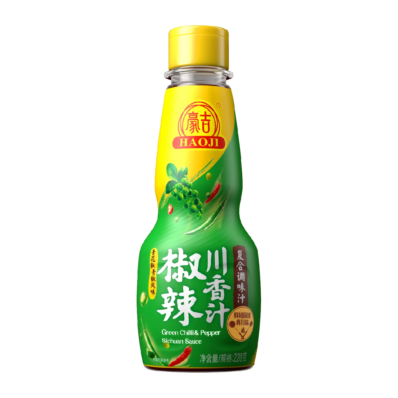 Haoji  manufacture hot selling good taste  220g&12 high quality Spicy Green Chilli & Pepper Sichuan Sauce
