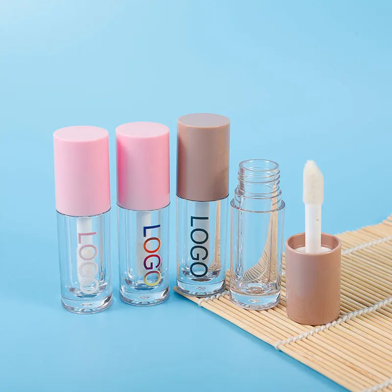 
7.8 ml clear lip gloss tube brush tip , tan lip gloss tubes light pink , unique lip gloss containers tube logo 