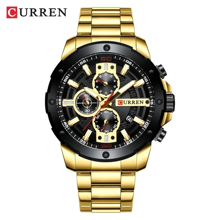  CURREN 8336 часы для мужчин нержавеющая сталь Ремешок кварцевые наручные в стиле милитари с хронографом мужские модные спортивные