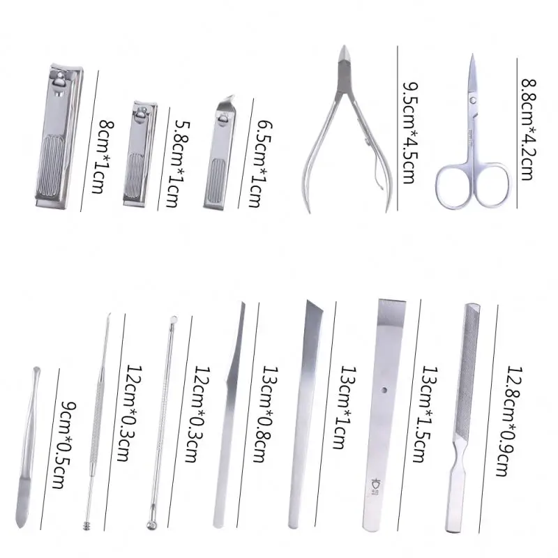Manicure 12pcs Set Pedicure Kit Nail Clippers Scissors kit Professional Grooming set Nail Care Tools with  Travel Case