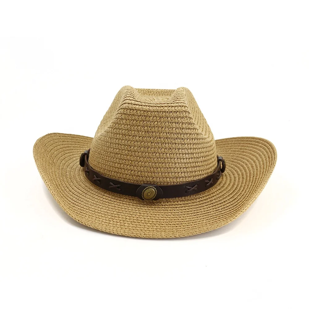 Whole Sale Beach Sun Hat Classic Cowboy Straw Hat Topper Panama Hat Cheap