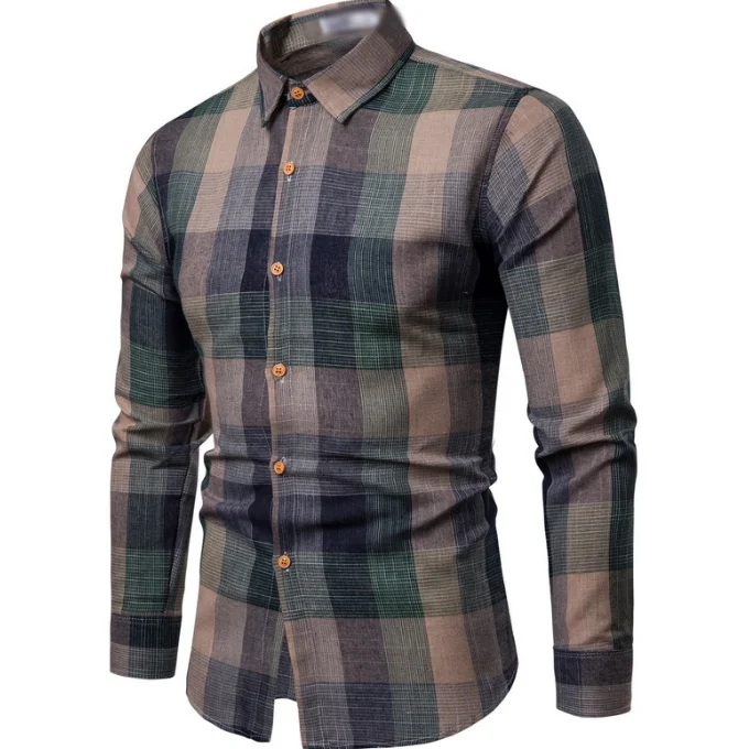 
Casual Male Shirt Man Plaid Printed Shirts Stylish Men Slimming Shirt 