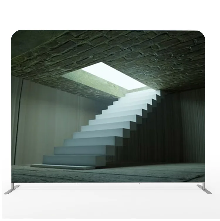 2023hotsale custom print portable 8 ft trade show Tension fabric pop up stand tube backdrop display wall  stretch fabric display