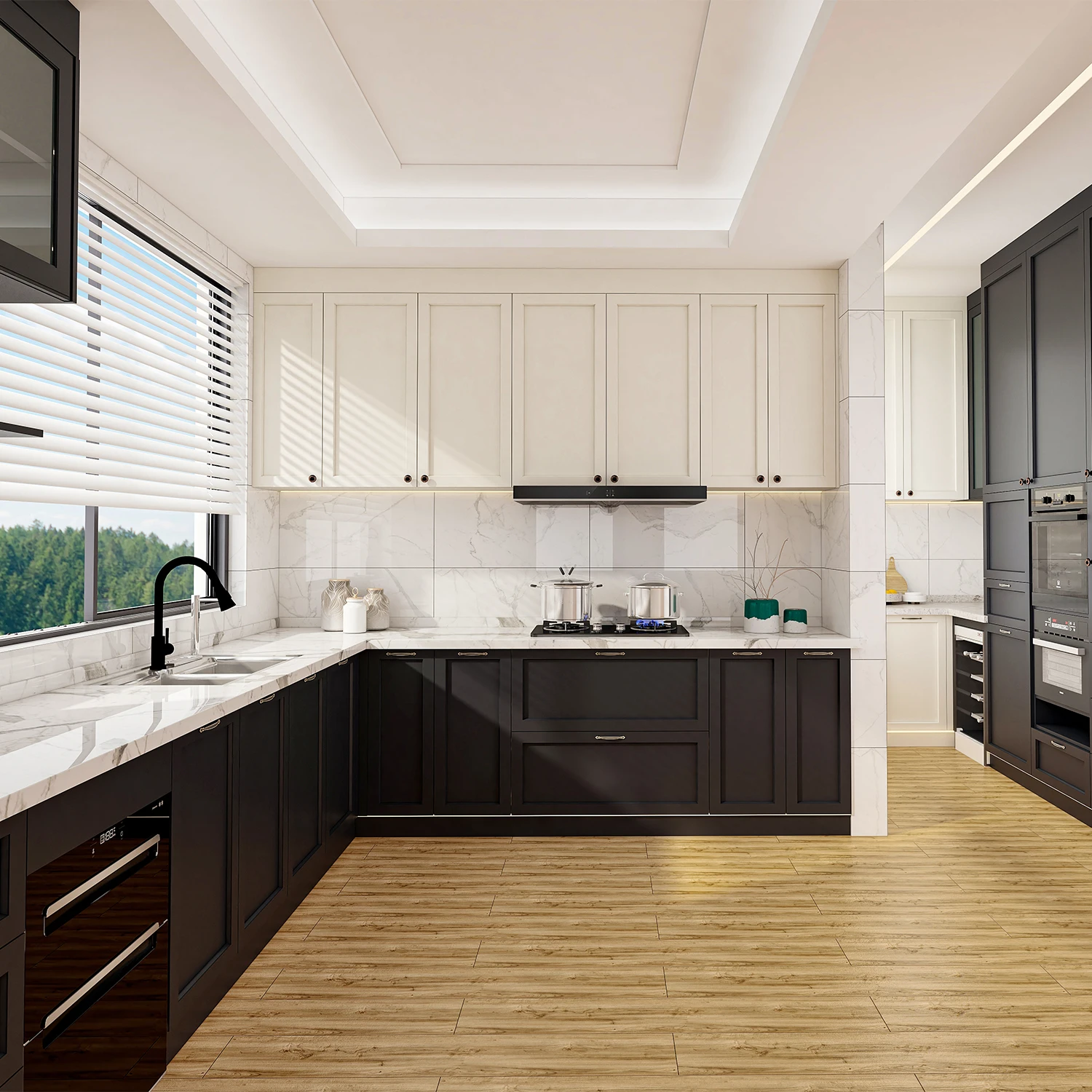 Custom North American Simple Design Classic Flat Pack Glossy High Quality Solid Maple Wood Modern White Shaker Kitchen Cabinets