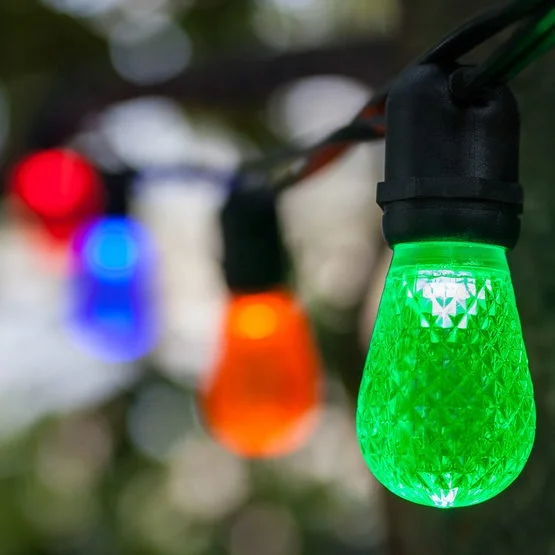 Christmas with S14 colorful strawberry lights LED outdoor decorative courtyard 48FT 15 lights hotel balcony waterproof string