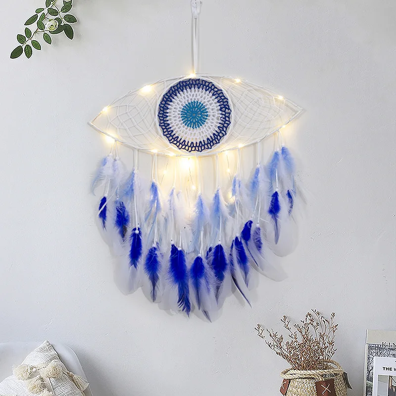 Boho Demon Eyes Home Decor Dream Catcher Wall Hanging Wall Decoration Macrame Feather Dream Catcher