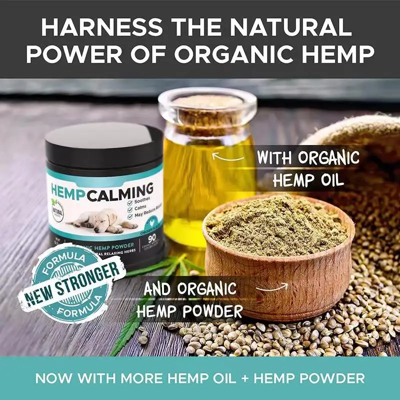 OEM конопляные успокаивающие жевательные изделия для собак все натуральные закуски с конопляй + корень Валериана снятие стресса и