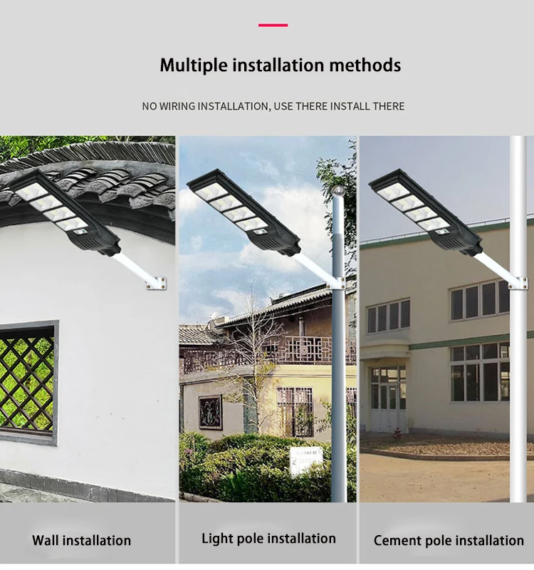 High power cheap waterproof led lampadaire solaire abs plastic smd solar panel street light price list 400w 500w 600w