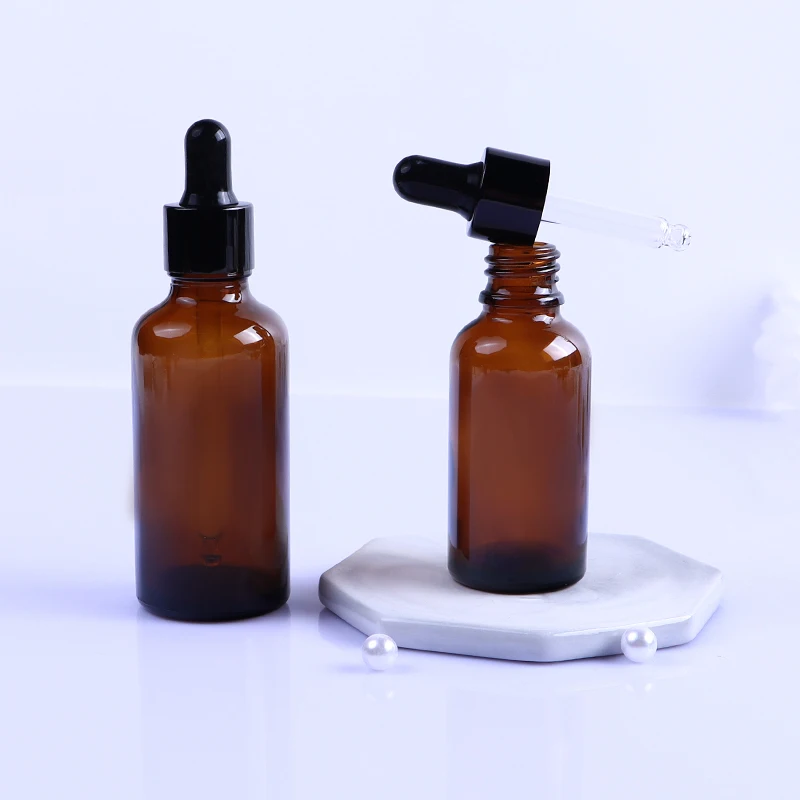 30ml empty amber screw cap glass serum essential oil dropper bottle with high quality