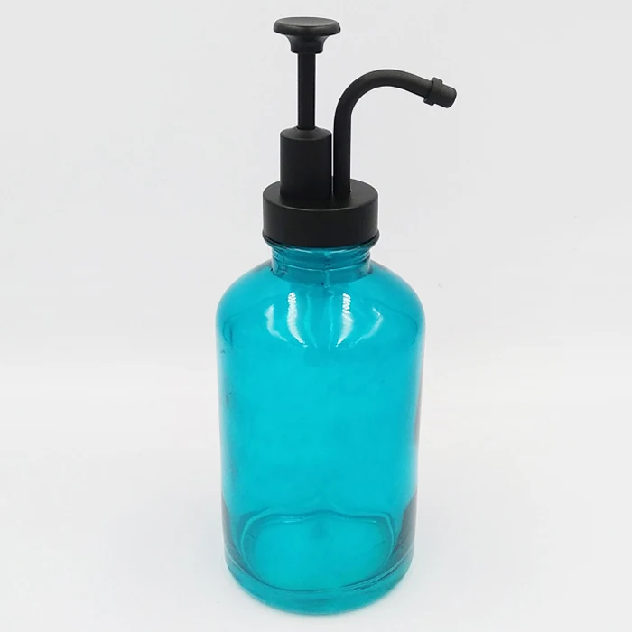 Factory direct luxury style hand soap packaging black rubber paint stainless steel long nozzle lotion cream pump 33/400