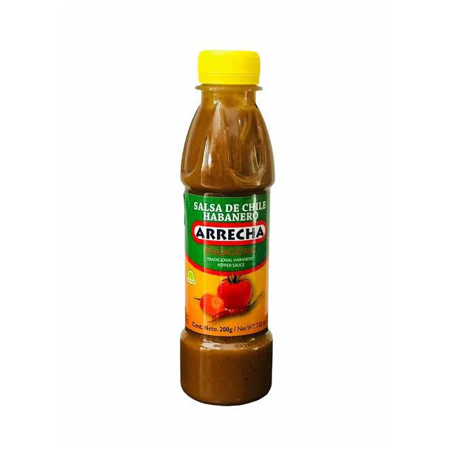 Import Bulk Brands Private Label 200gr, 7.25oz Arrecha Habanero Mexican Bottled Packaging Chili Hot Sauce