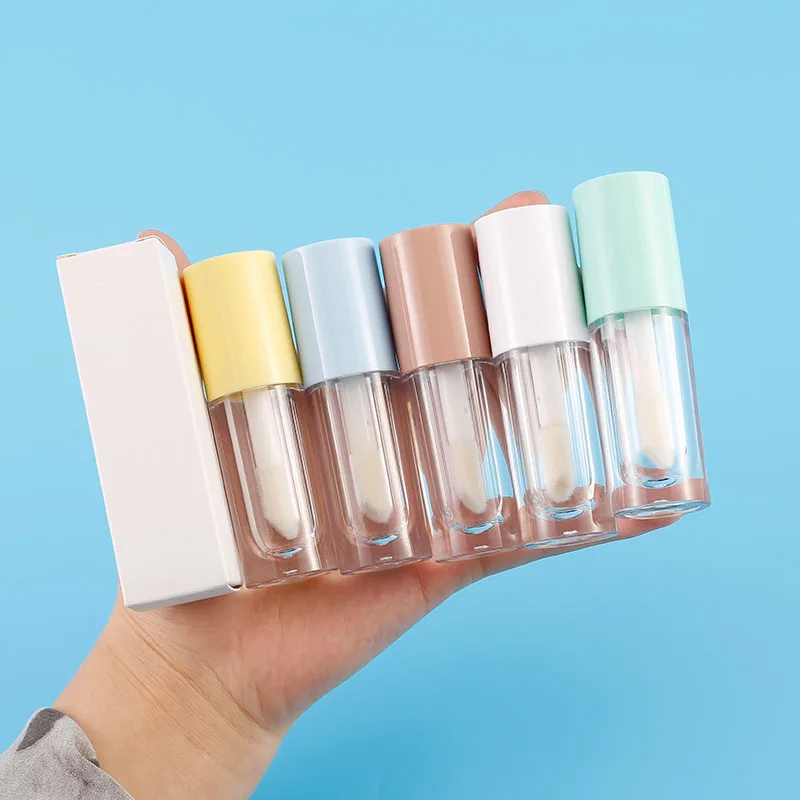 
8ml cute big brush white purple black pink empty custom logo label containers lip gloss tubes 