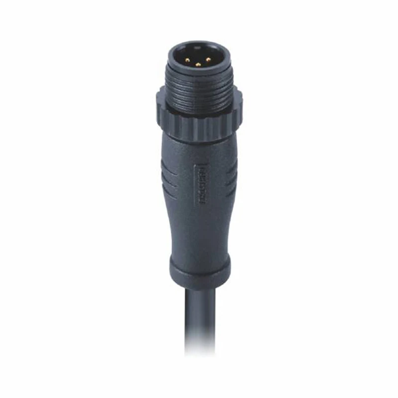 M12 A Code Male Waterproof Plastic Over-molding Connector 3 Pin Molded with 2M PVC Cable