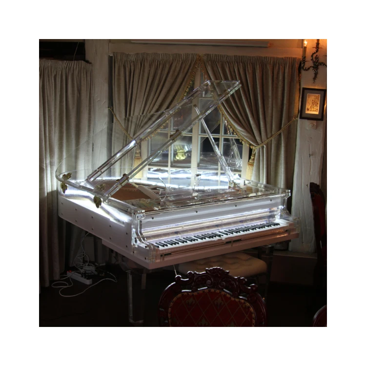 New Arrival Top Quality Modern Luxury Star Hotel Transparent Design Self Playing Acrylic Crystal Piano