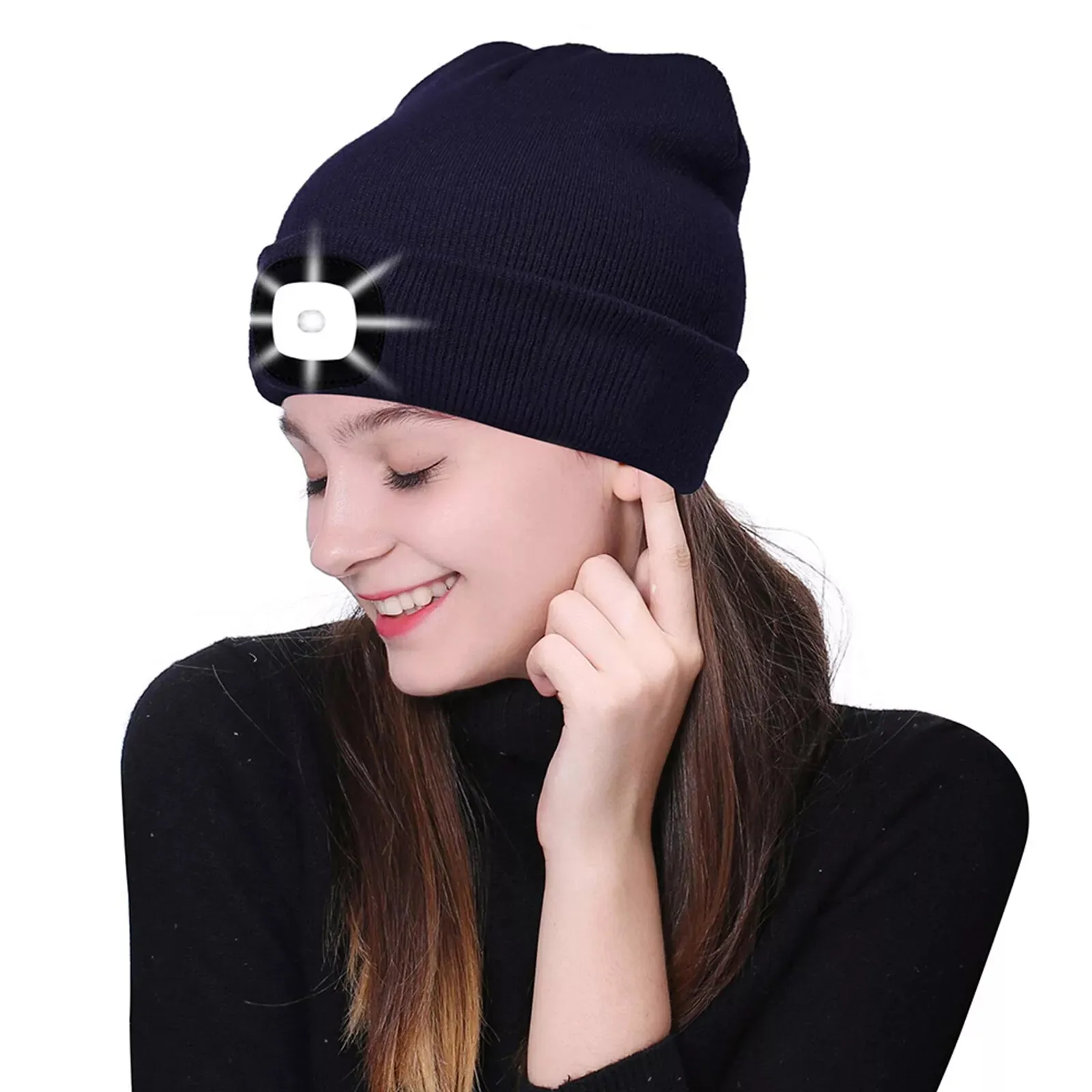 Waterproof Design  Tunnel Construction  Energy Saving Portable Mini LED Headlamp   Unisex Winter Beanie Hat with Light cap lamp