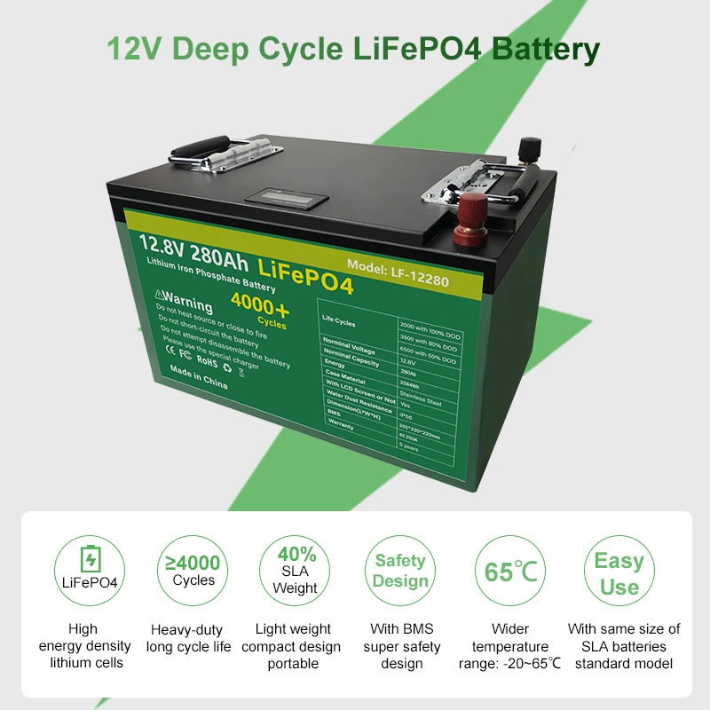 
12V 280Ah 300Ahlifepo4 Lithium-Ion Batarya Celular Banco Voiture Recargable Bateria De Carro A Externa Para Lithium Ion Battery 