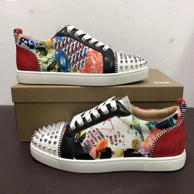 
wholesale brand red bottom men shoes with spikes genuine leather famous brands for women luxury designer sneakers 