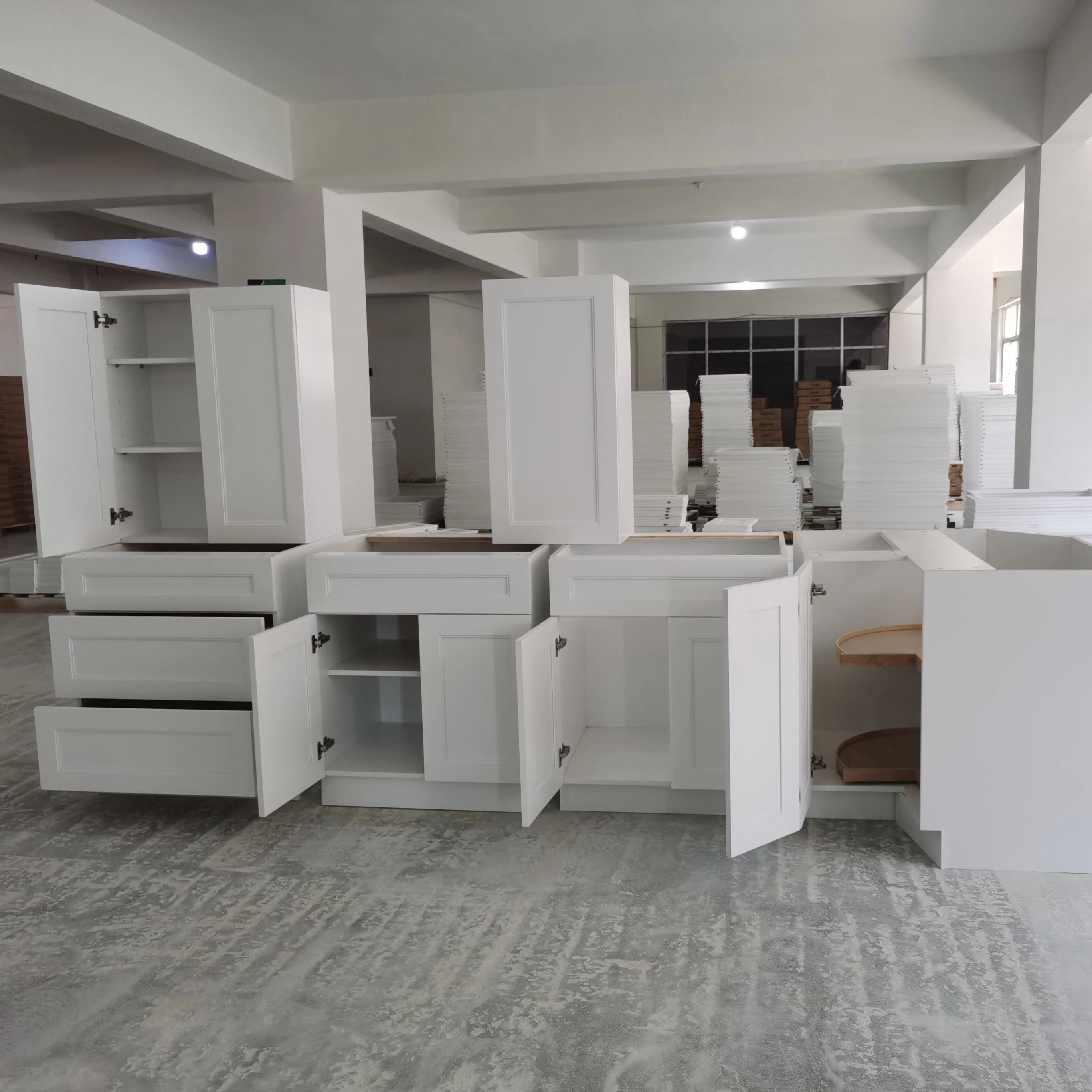 American Project All Wood Kitchen Cabinets White Shaker Style navy blue shaker cabinet Factory Directly