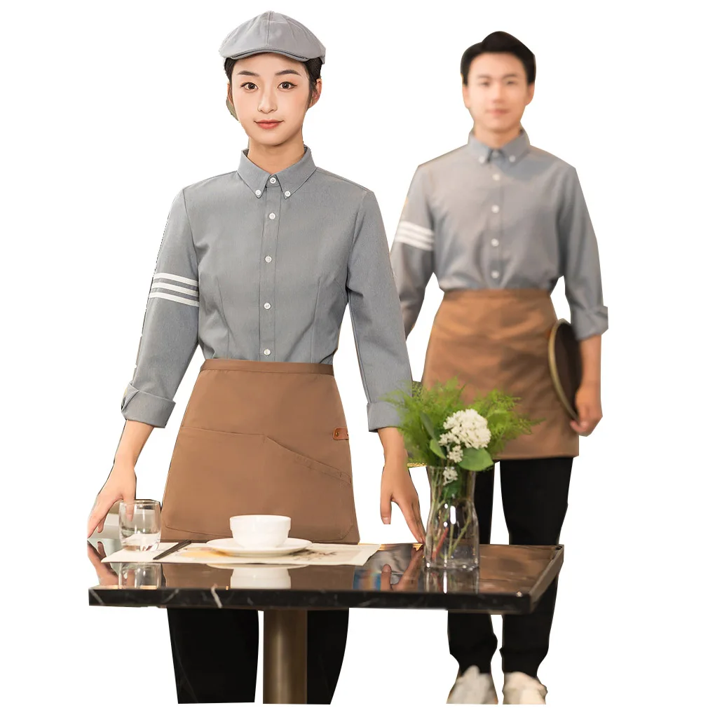 Shirt best one for restaurant employees server outfit fall plus size waiters uniforms shirt