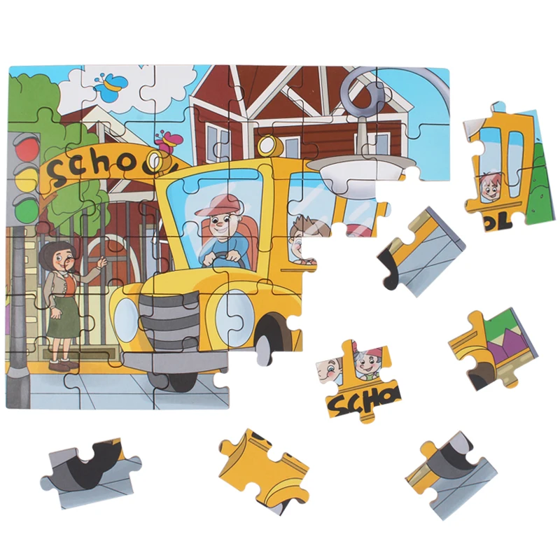 4 в 1 деревянная головоломка для малышей познание динозавра животные дорожные пазлы Деревянные Игрушки маленьких детей