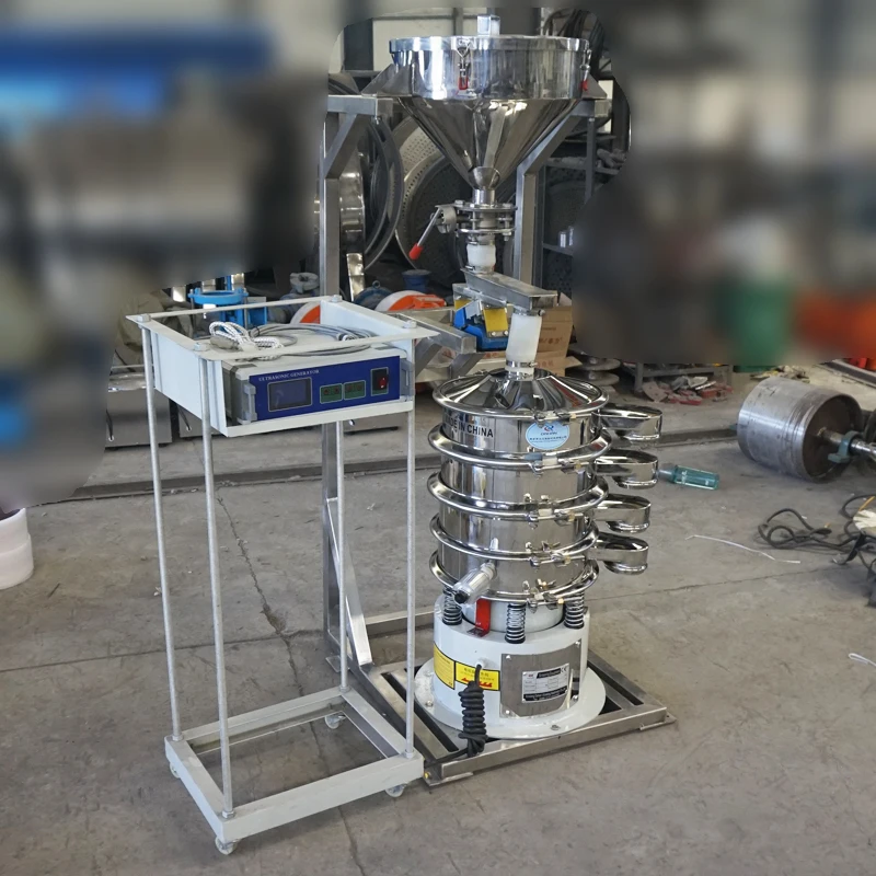 Dahan New design Battery Industry 3 Deck Circular Ultrasonic Vibrating Screen Sieve Machine with Feeding system