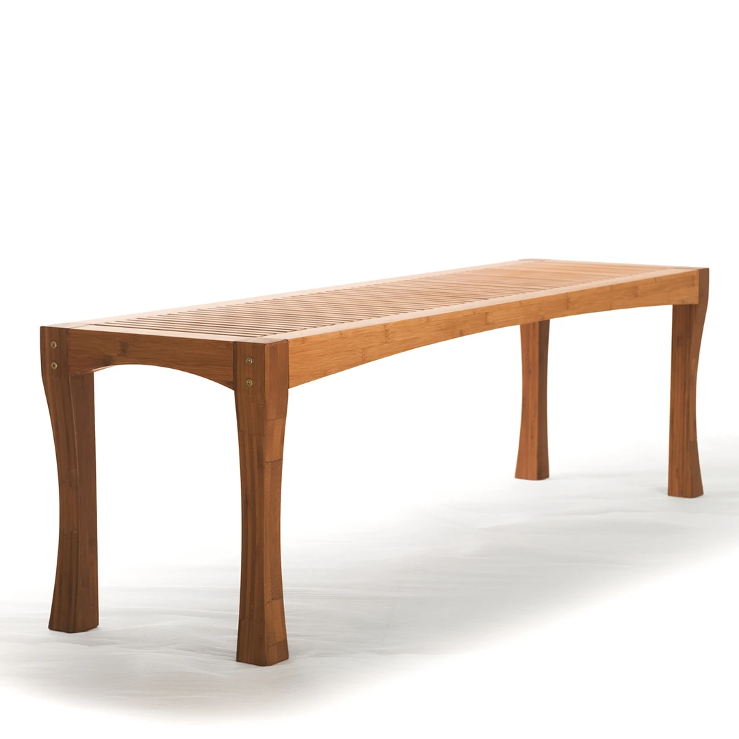 Современный дизайн Jurmala, комплект уличной садовой мебели, 3-местная Экологически чистая бамбуковая скамейка для отдыха с открытой спиной