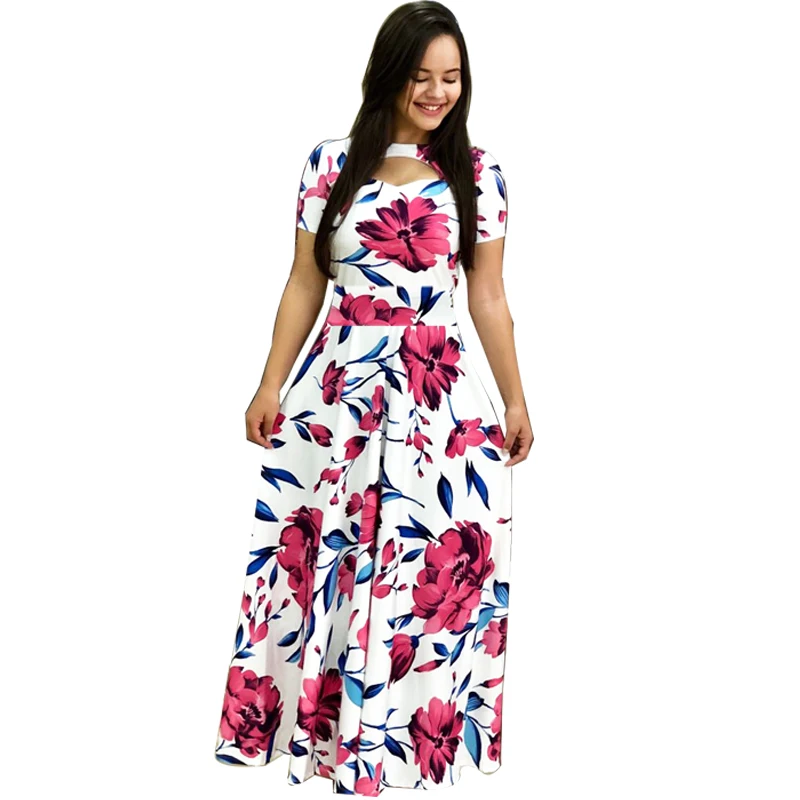 
Panic Buying Flower Print Casual Women Elegant Short Sleeve Dress 