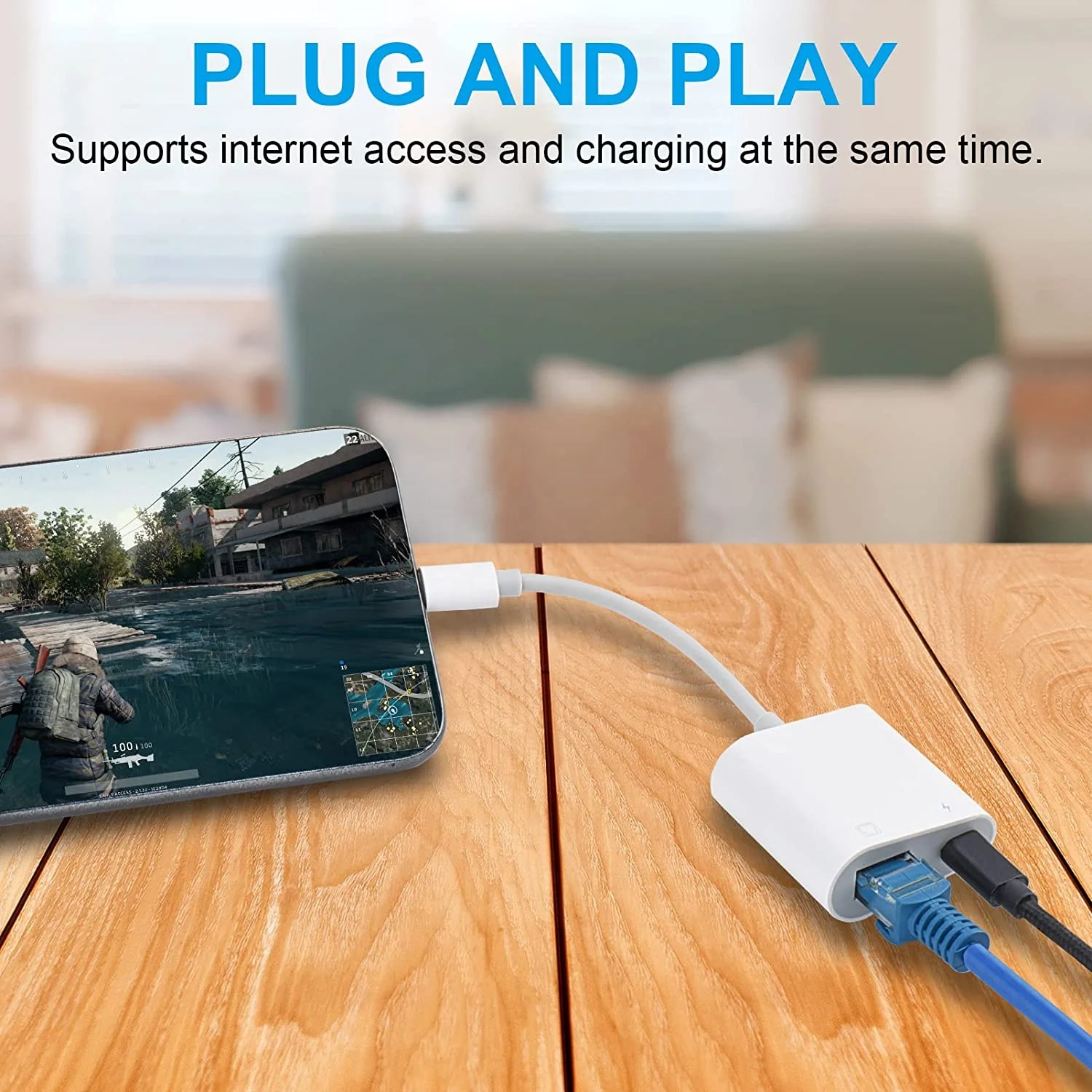 Factory Direct Sale USB 3.0 Lightning to Ethernet rj45 Adapter Ethernet LAN Network Adapter for Iphone