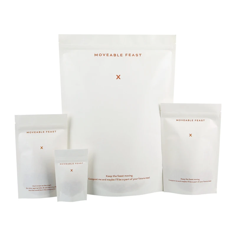 Custom Printed Resealable stand up pouch food grade Kraft Paper Organic Coffee Item Storage Packaging Bags With Matte Surface
