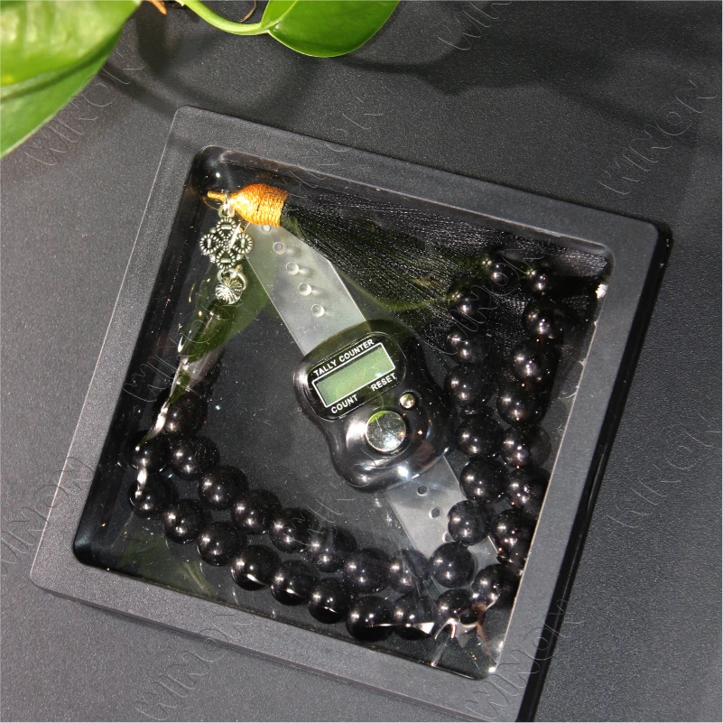 Muslim Tasbihs Set 10mm 33 Rosary Glass Finger Counter Ring Mini Electronic Counter for Religion Eid Ramadan Gift islamic gifts