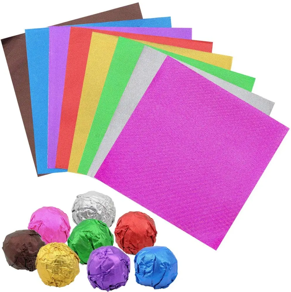 3.15x3.15 inch Chocolate Candy Wrappers Aluminium Foil Paper Square Sweets Lolly Paper Food Candy Tin Foil Wrappers