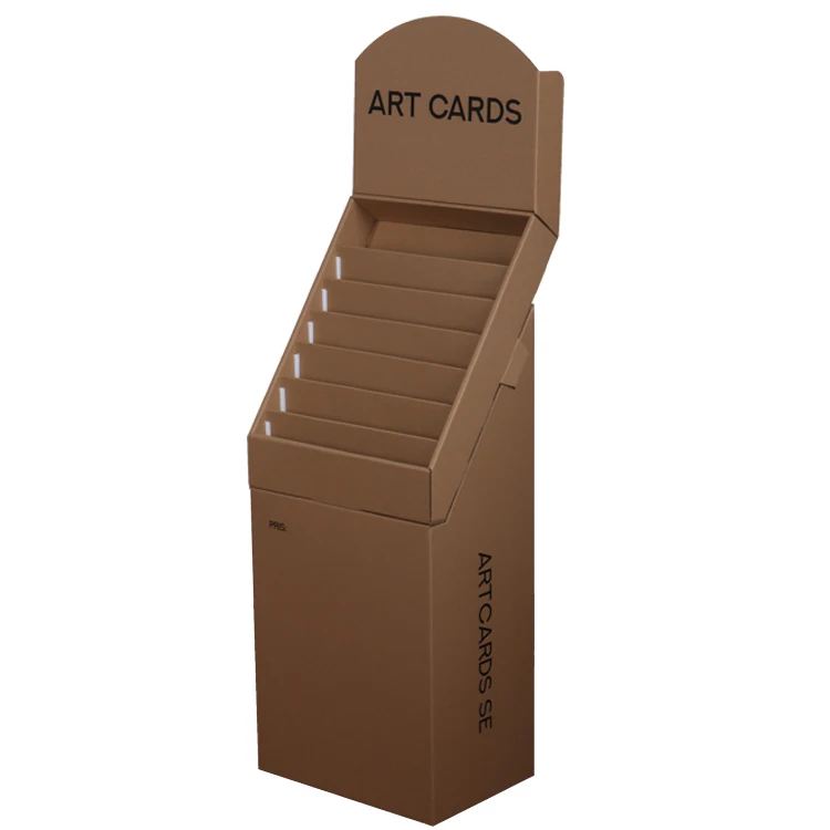 Custom Logo Cardboard Greeting Card Floor Display Rack Business Card Display Stand