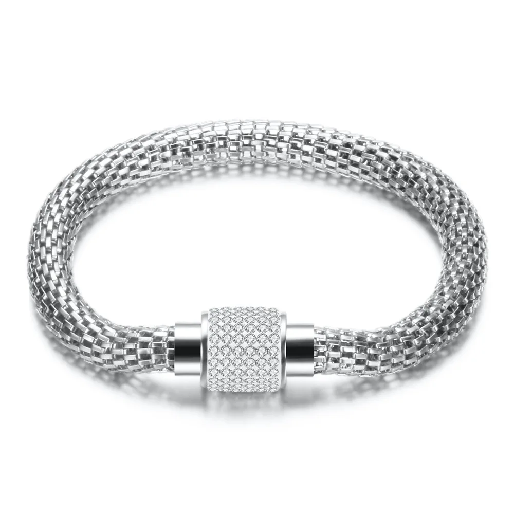Yiwu Daicy hollow chain cable wire bracelet stainless steel pave diamond magnetic bracelet gold plated hip hop  for women couple